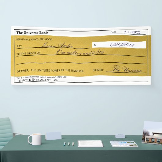 Law of Attraction Elegant Gold Abundance Check 横断幕 (トレードショー)