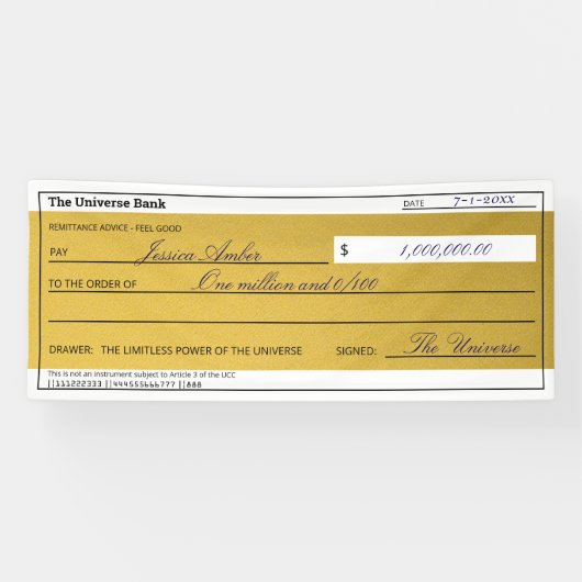 Law of Attraction Elegant Gold Abundance Check 横断幕 (横)