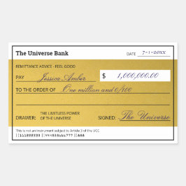 Law of Attraction Elegant Gold Abundance Check 長方形シール