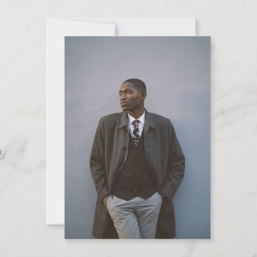 Law School Gold Script Photo Black Graduation 招待状 (裏面)