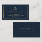 Law School Grad Student Lawyer Gold Navy Elegant 名刺 (正面/裏面)