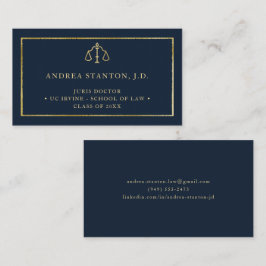 Law School Grad Student Lawyer Gold Navy Elegant 名刺