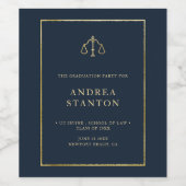 Law School Graduation Gold Photo Party Elegant ワインラベル (シングルラベル)