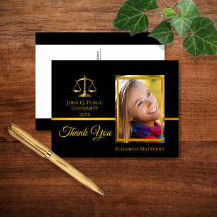 Law School Graduation Name Photo Thank You ポストカード