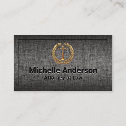 Law Sealロゴ | グレーファブリックテクスチャ 名刺 (正面)