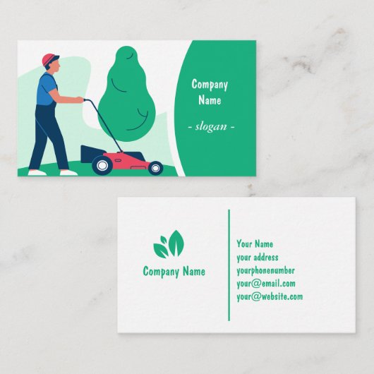 Lawn and Landscaping Business Card Template 名刺 (正面/裏面)