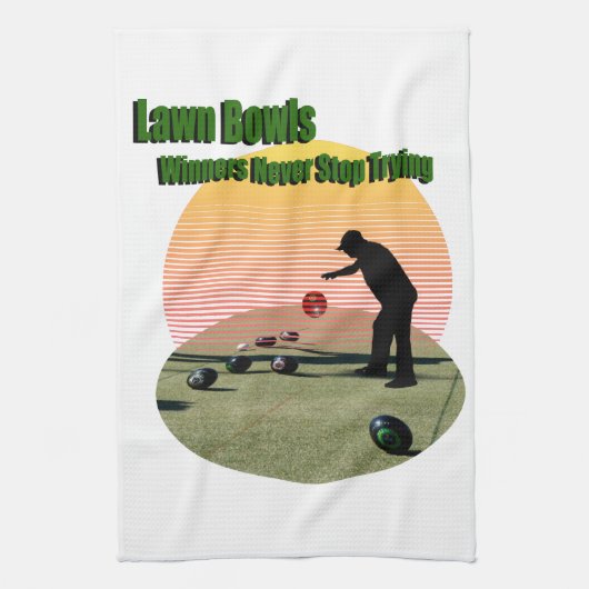 Lawn Bowl受賞者デザインTeatowel キッチンタオル (縦)