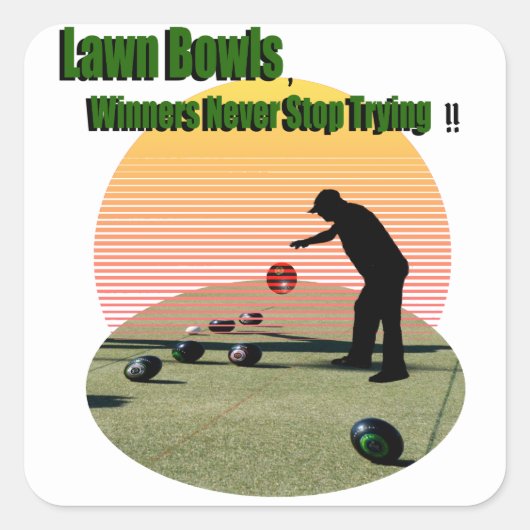 Lawn Bowl The Winnersデザイン、ステッカー スクエアシール (正面)