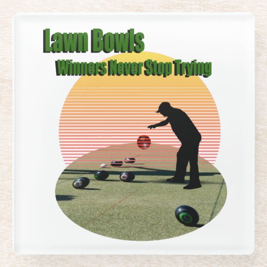 Lawn Bowl The Winnersデザイン、Glass Coaster ガラスコースター (正面)
