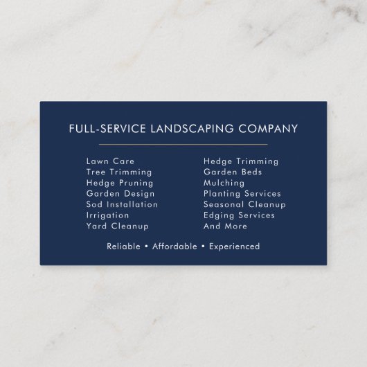 Lawn Care and Landscaping Services Professional 名刺 (裏面)