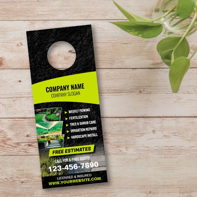 Lawn Care Door Hanger Landscaping Door Hanger ドアノブサイン (クリエイターアップロード済み)
