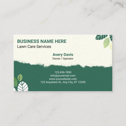 Lawn Care Gardening Services Landscaping Mowing 名刺 (正面)