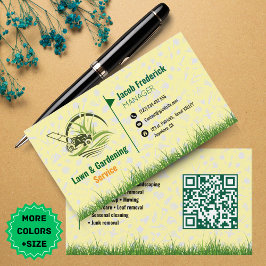 Lawn Care & Landscaping Business Card – Green & Wh 名刺