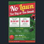 Lawn Care Landscaping Grass Cutting Template チラシ<br><div class="desc">Promote your lawn care landscaping grass cutting services business by customizing this this half-page (8.5" x 5.5") flyer template design. Add your logo for more effective branding. Customize the coupon offers on flyer to attract potential clients. Great for mailing out .</div>