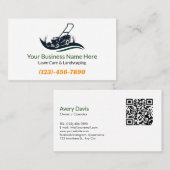 Lawn Care Landscaping Logo QR Code Garden Services 名刺 (正面/裏面)