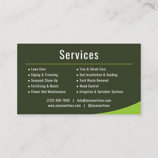 Lawn Care Landscaping Mowing Service 名刺 (裏面)