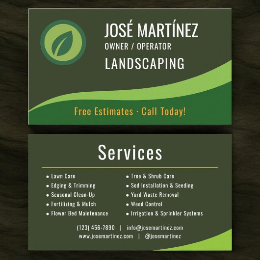 Lawn Care Landscaping Mowing Service 名刺