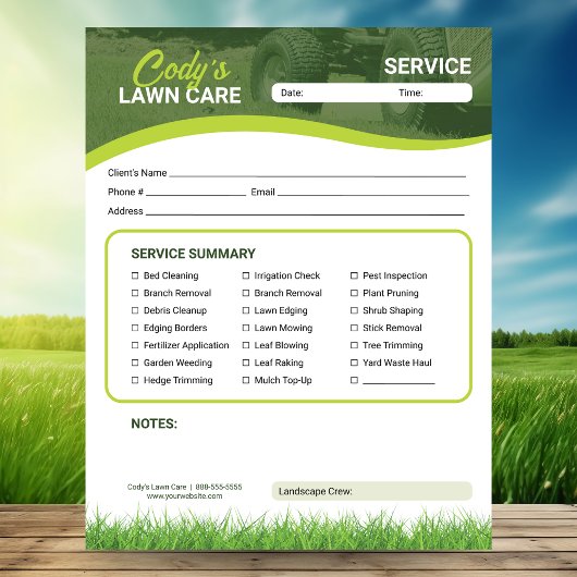 Lawn Care Landscaping Service Maintenance Form ノートパッド