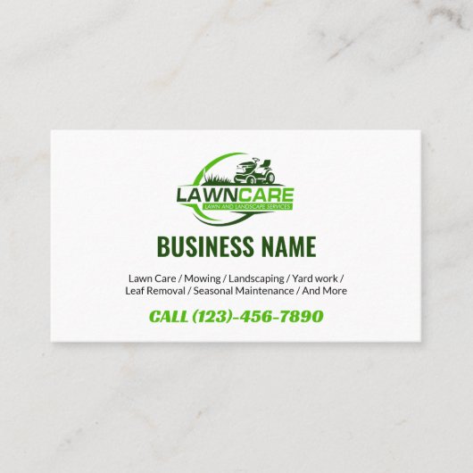 Lawn Care Logo Landscaping Mowing Yard work  名刺 (正面)