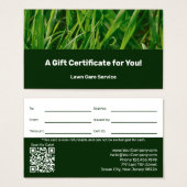 Lawn Care Maintenance Company Gift Certificate (正面&裏面)
