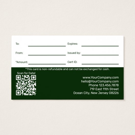 Lawn Care Maintenance Company Gift Certificate (裏面)