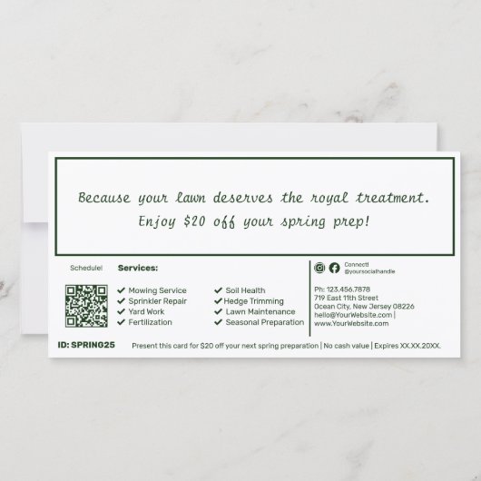 Lawn Care Maintenance Winter Gift Voucher Card (裏面)