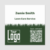 Lawn Care QR-Code Logo Company Green White 名札 (正面)