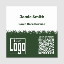Lawn Care QR-Code Logo Company Green White 名札