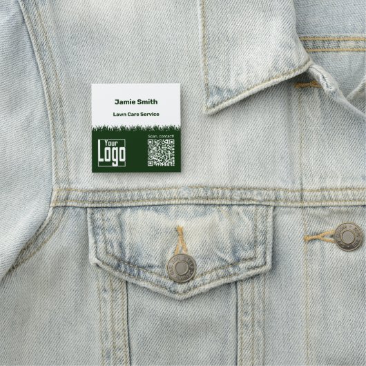 Lawn Care QR-Code Logo Company Green White 名札 (インサイチュ)