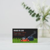 Lawn Care Red Lawnmower Landscaping Mowing Logo 名刺 (スタンド正面)