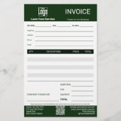 Lawn Care Service Business Invoice 便箋 (正面)