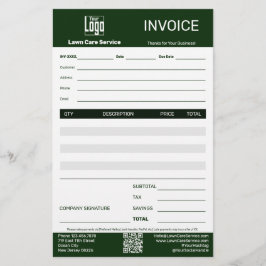 Lawn Care Service Business Invoice 便箋
