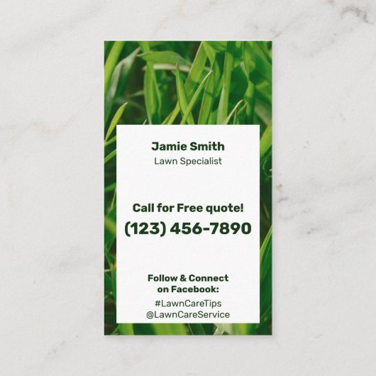 Lawn Care Service Green White Call Today 名刺 (裏面)