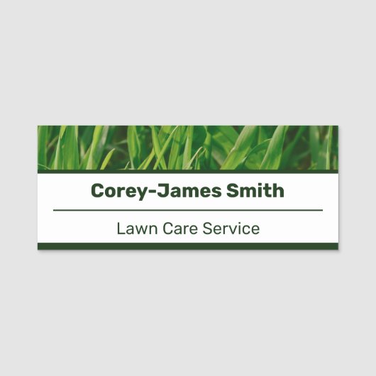 Lawn Care Service Image White Green 名札 (正面)