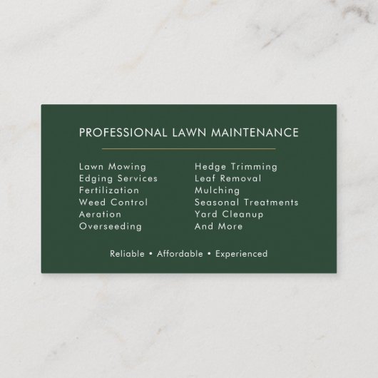 Lawn Care Service Professional 名刺 (裏面)