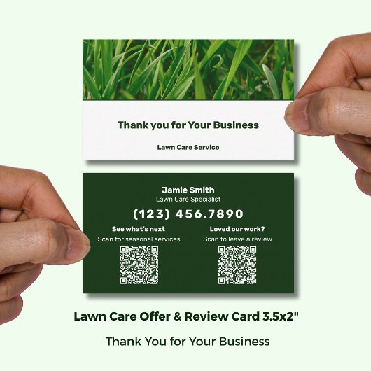 Lawn Care Service  Thank You & Review Combo 名刺