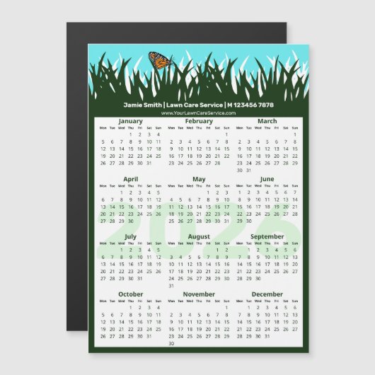 Lawn & Garden Maintenance Magnetic 2026 Calendar (正面/裏面)