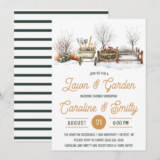 Lawn & Garden Wedding Shower, Bridal Shower 招待状 (正面/裏面)