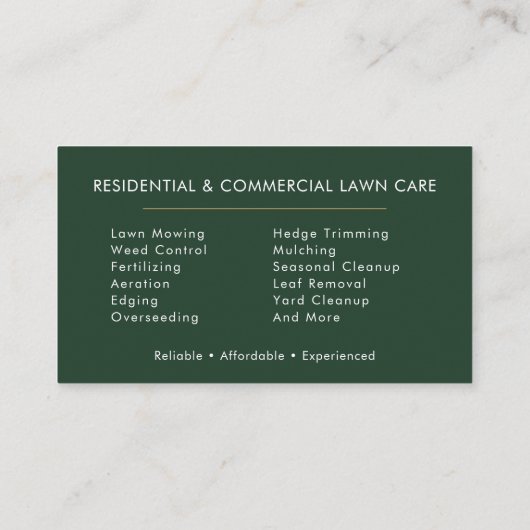 Lawn Maintenance Professional 名刺 (裏面)