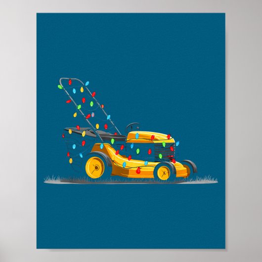 Lawn Mower Christmas Graphics Lights Lover Mowing  ポスター (正面)