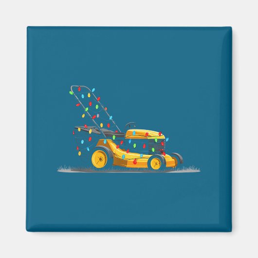 Lawn Mower Christmas Graphics Lights Lover Mowing  マグネット (正面)