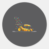Lawn Mower Christmas Graphics Lights Lover Mowing  ラウンドシール (正面)