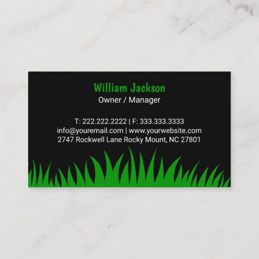 Lawn Mower Grass Professional Green 名刺 (裏面)