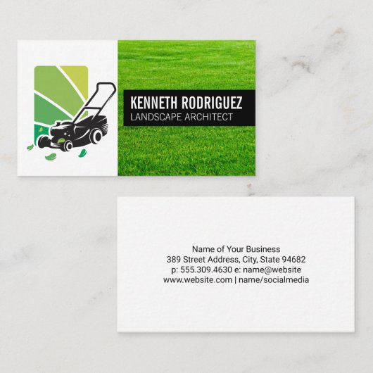Lawn Mower Landscaping Logo | Grass 名刺 (正面/裏面)