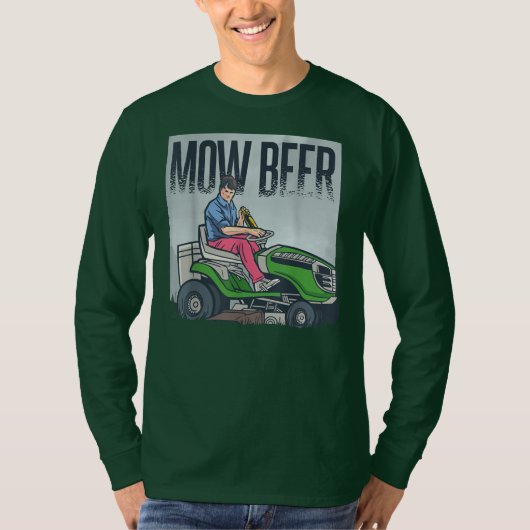 Lawn Mowing Dad Mow Beer Funny Grass Machine  Tシャツ (正面)