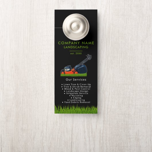 Lawn Mowing Landscaping Garden Lawn Care Black ドアノブサイン (ノブ)
