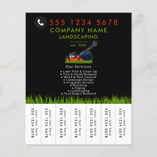 Lawn Mowing Landscaping Garden Tear Off Strips チラシ (正面)