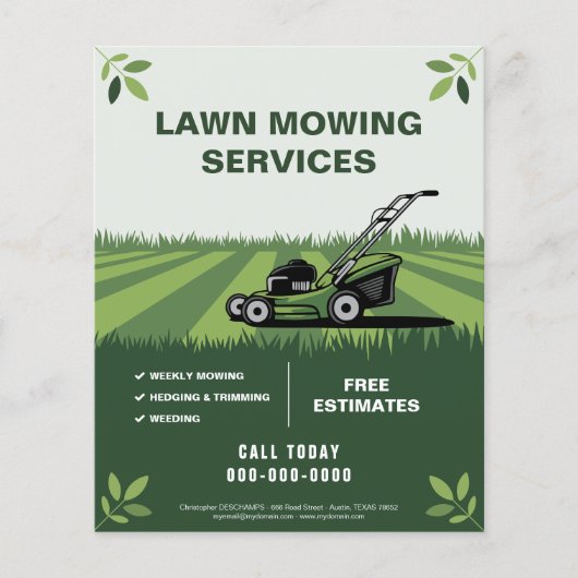 Lawn Mowing Services チラシ (正面)