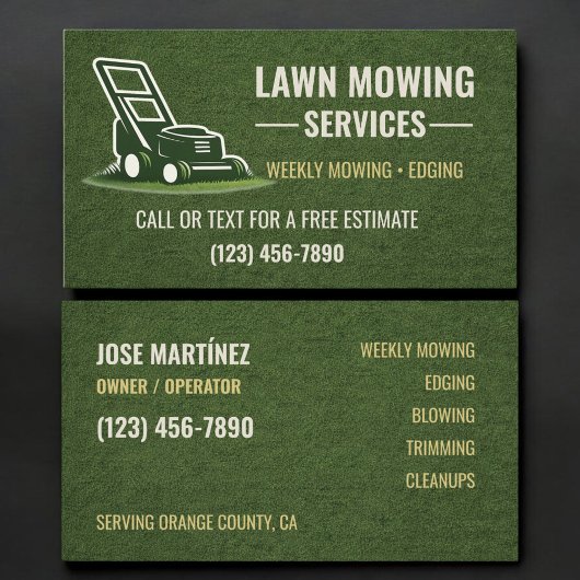 Lawn Mowing Services Business Card 名刺