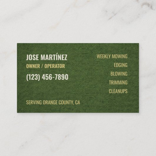 Lawn Mowing Services Business Card 名刺 (裏面)